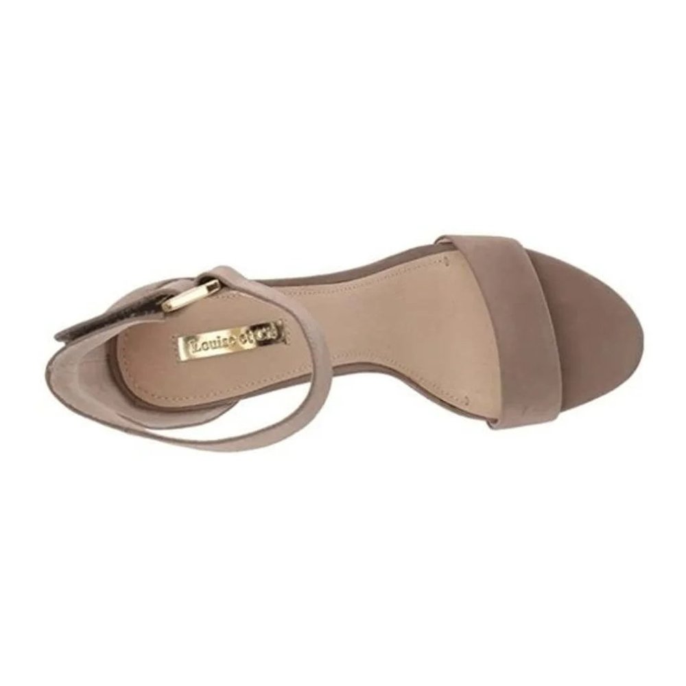NEW Louise et cie Women Nubuck Gold Eyelet Slide Ankle Strap Dress Block Heel - Picture 2 of 4